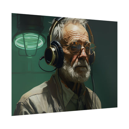 Old Man Connected: Sci-Fi Headset Experiment Digital Art - Poster
