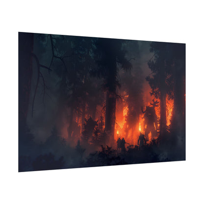 Misty Sunset Gathering: A Group in Nature's Embrace - Poster
