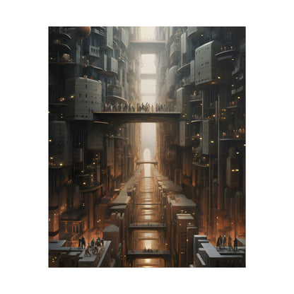 Futuristic City of Perfection: Modern Skyscrapers under Neon Lights - Poster