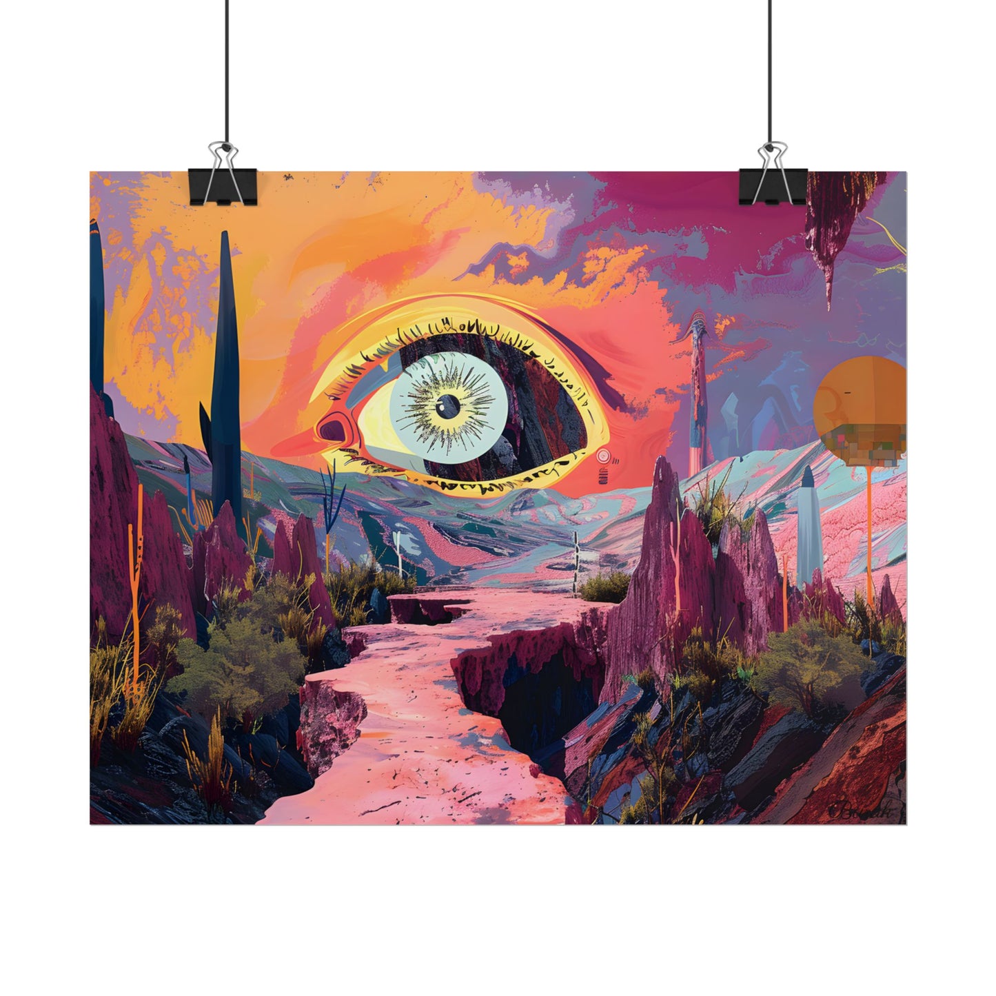 Surreal Eye: Vibrant Landscape Digital Art - Poster