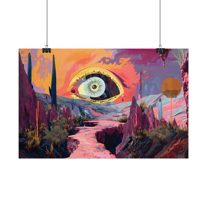 Surreal Eye: Vibrant Landscape Digital Art - Poster