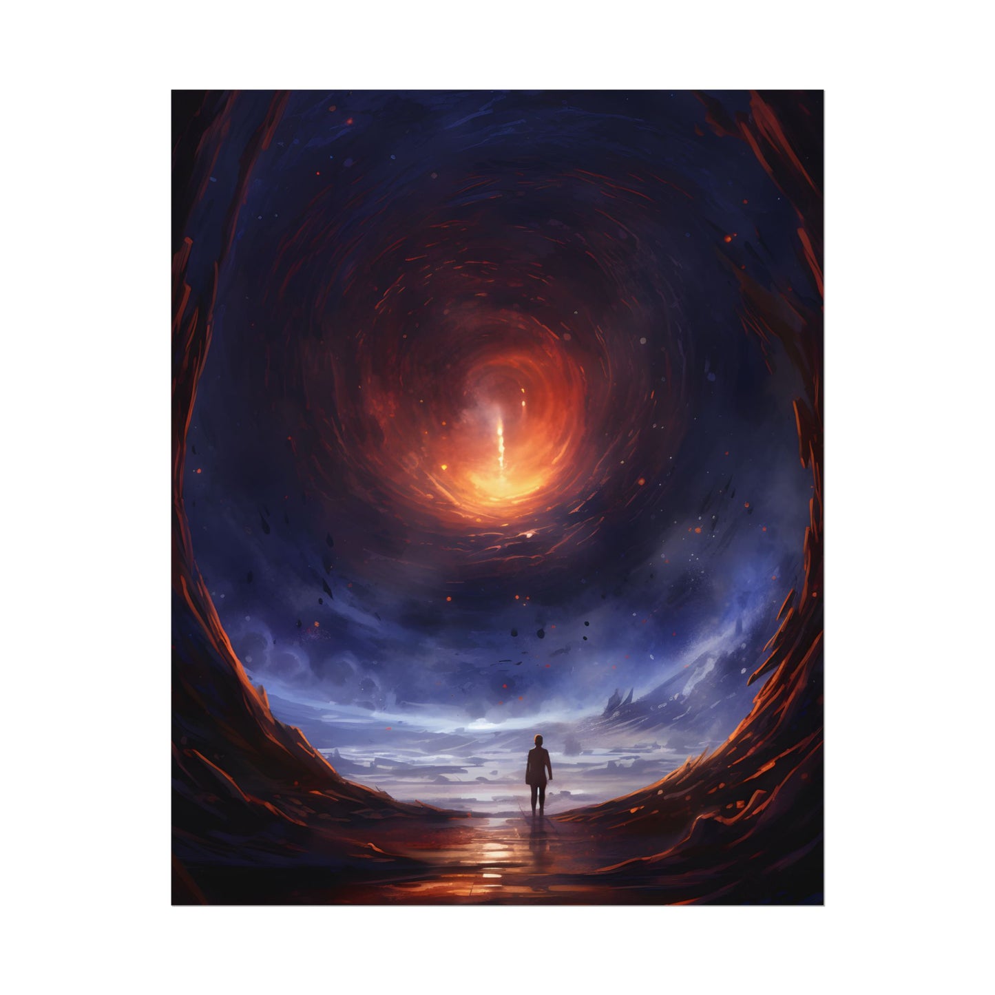 Mysterious Black Hole Cosmos: Space Art with Planetary Orbits - Poster
