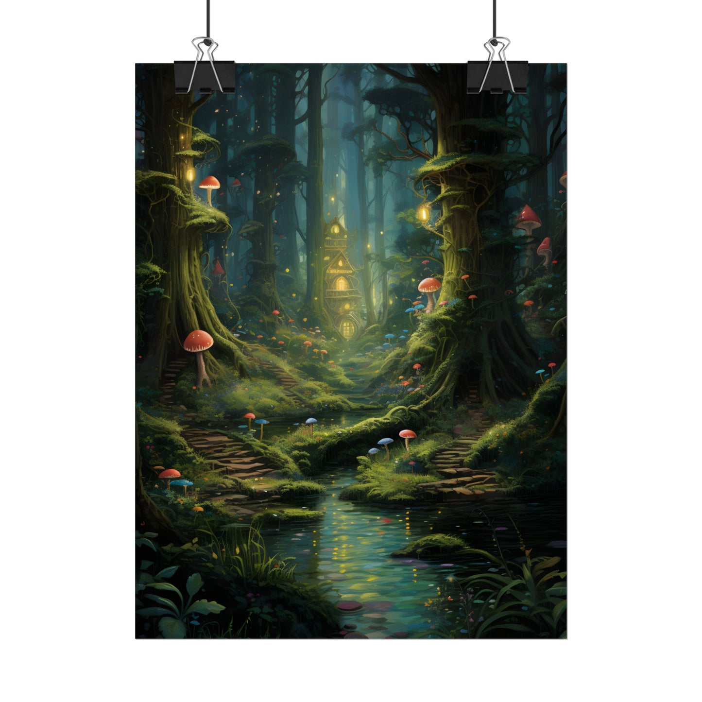 Enchanted Forest: Grimm's Fairy Tale Characters in Serene Woods - Poster