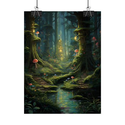 Enchanted Forest: Grimm's Fairy Tale Characters in Serene Woods - Poster