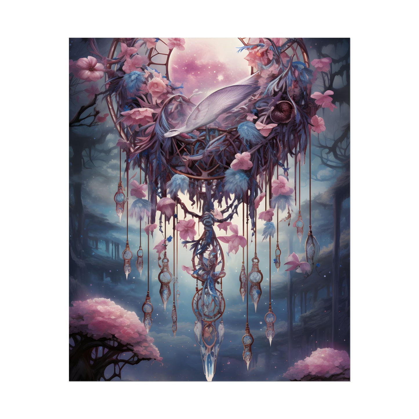 Surreal Landscape: Serene Tree in Vast Sky - Poster