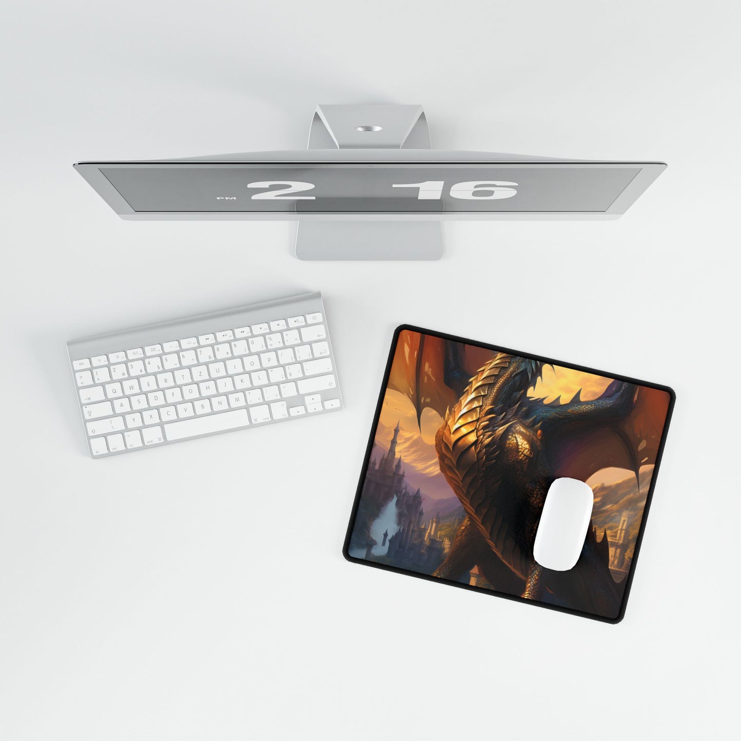Fantasy Dragon's Intense Lair: Majestic Guardian at Rest - Desk Mat