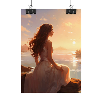 Vibrant Beach Scene: Summer Day with Sun-Kissed Figure - Poster