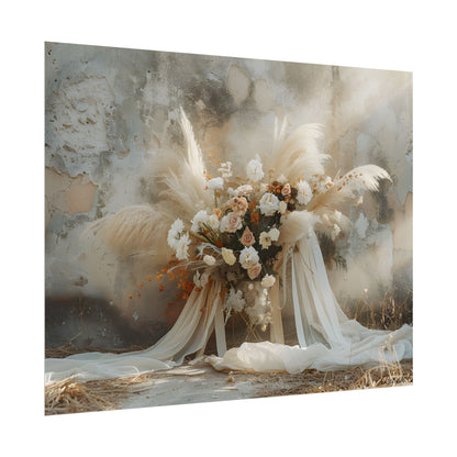 Whimsical Floral Bloom: Pampas Grass Artwork - Poster