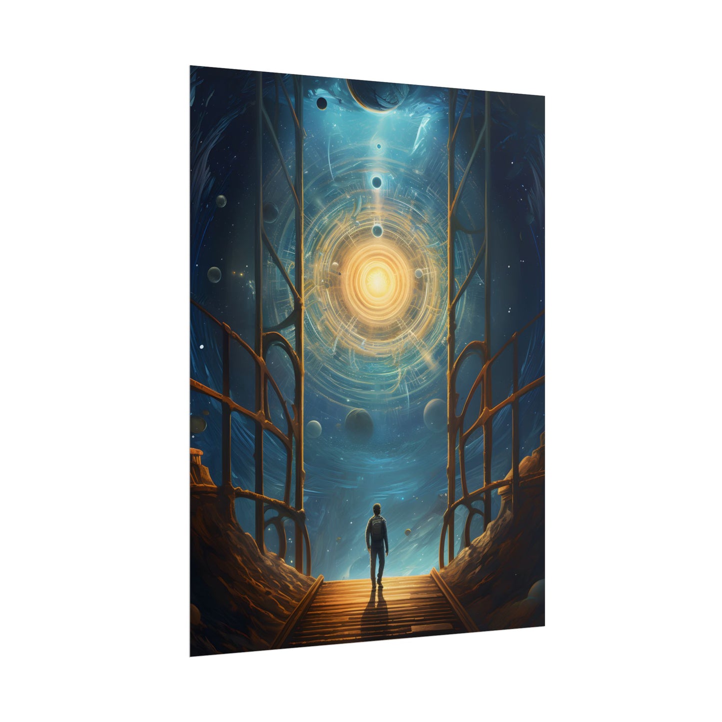 Space Explorer's Journey: Sleek Spacecraft in Stellar Odyssey - Poster