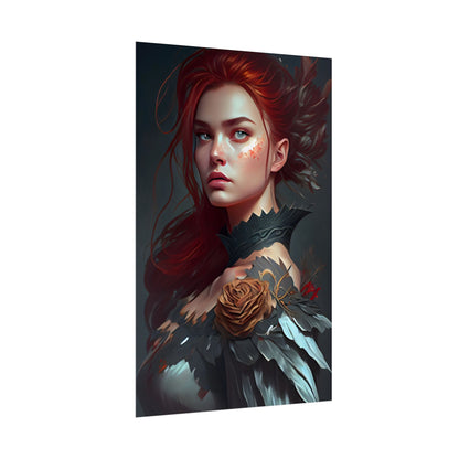 Stunning Redhead in Formal Dress: Elegant Portrait - Poster