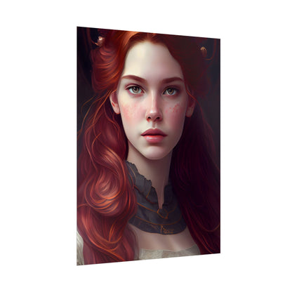 Beautiful Redhead Female Portrait: Classic Timeless Artwork - Poster