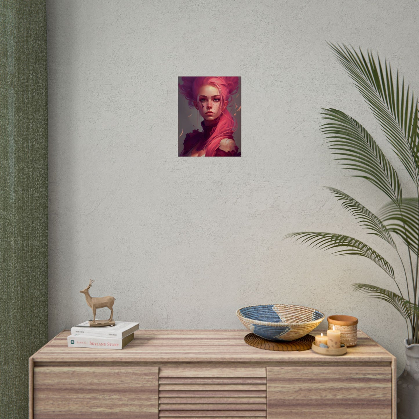 Enigmatic Portrait: Pink Hair in Darkness - Poster