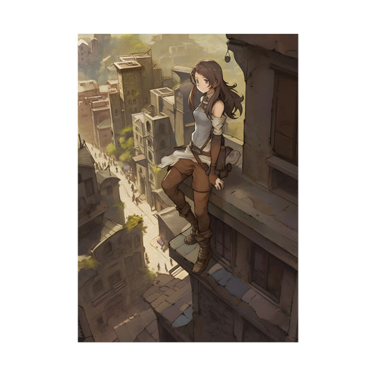 Detailed Anime Artwork: Dynamic Bird's Eye View - Poster