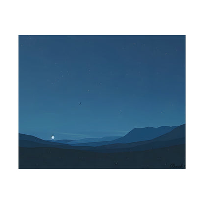 Minimalist Night Sky: Stars and Crescent Moon Art - Poster