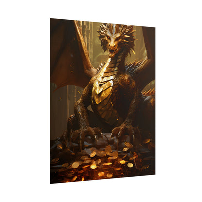 Majestic Dragon Guardian: Fantasy Artwork in a Magical Lair - Poster
