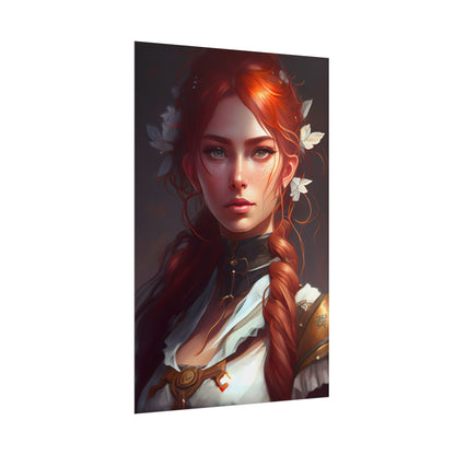 Elegant Redhead Portrait: Dark Background Artwork - Poster