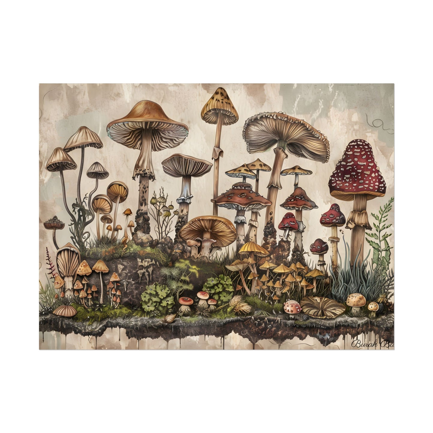 Vintage Mushroom Illustrations: A Collection of Unique Fungi - Poster
