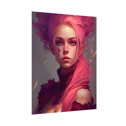 Enigmatic Portrait: Pink Hair in Darkness - Poster