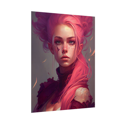 Enigmatic Portrait: Pink Hair in Darkness - Poster