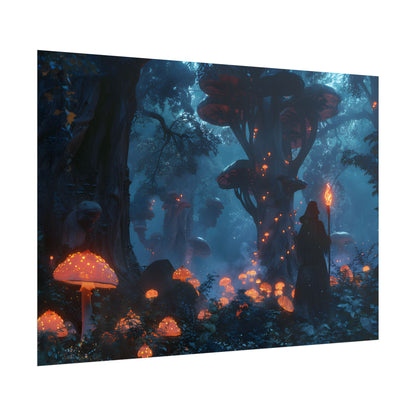 Mystical Forest Encounter: Vibrant Witch Artwork - Poster