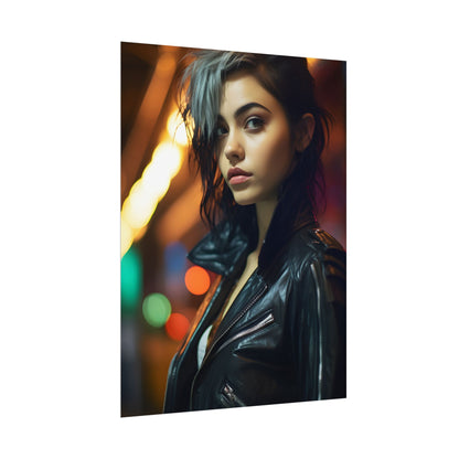 Vibrant Digital Art Print: Teenage Cyberpunk Close-Up - Poster