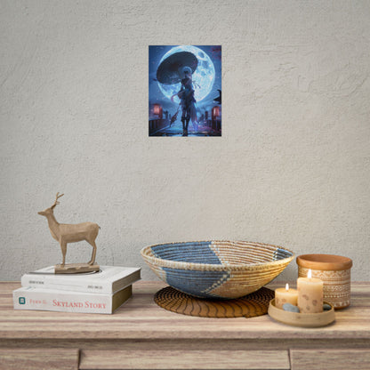 Anime Winter Scene: Girl Holds Umbrella - A Delicate Moment - Poster
