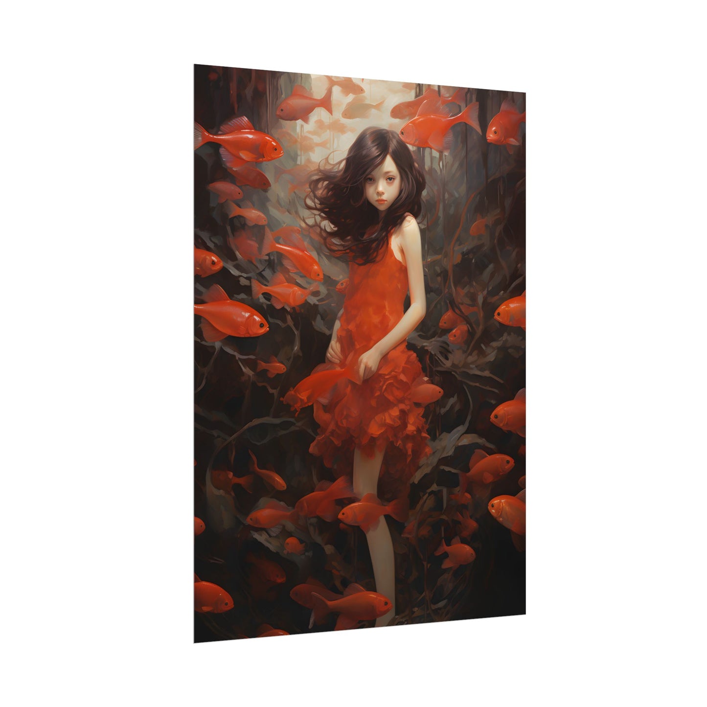 Simple Orange Still Life: Casual Wooden Table Art - Poster
