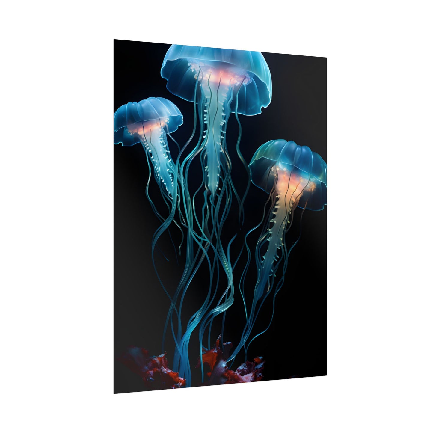 Bioluminescent Oceanic Ballet: Ethereal Underwater Dance - Poster