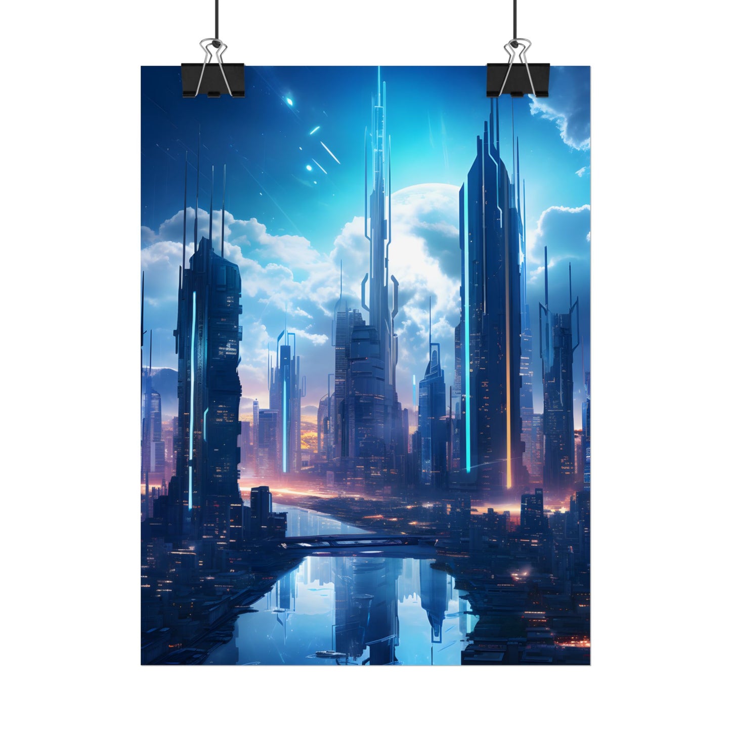 Dark Future Cityscape: Cyberpunk Dystopia Neon Artwork - Poster