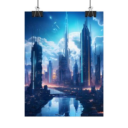 Dark Future Cityscape: Cyberpunk Dystopia Neon Artwork - Poster