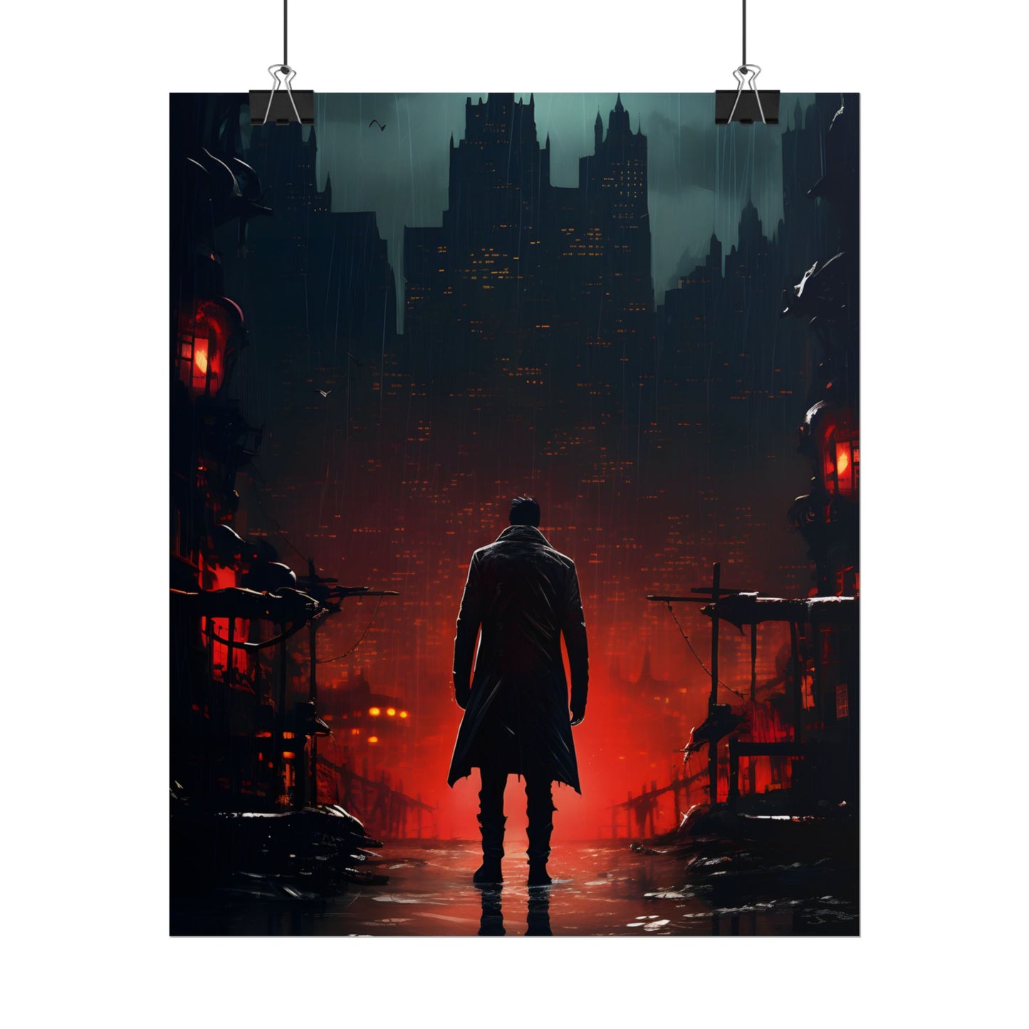 Urban Fantasy Detective: Cityscape at Dusk - Noir Artwork - Poster