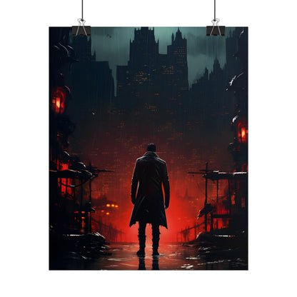 Urban Fantasy Detective: Cityscape at Dusk - Noir Artwork - Poster