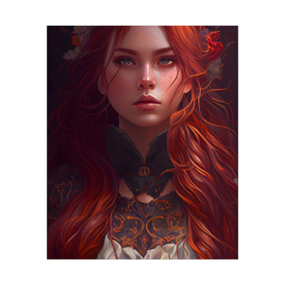 Redhead Female Portrait in a Dress - Poster
