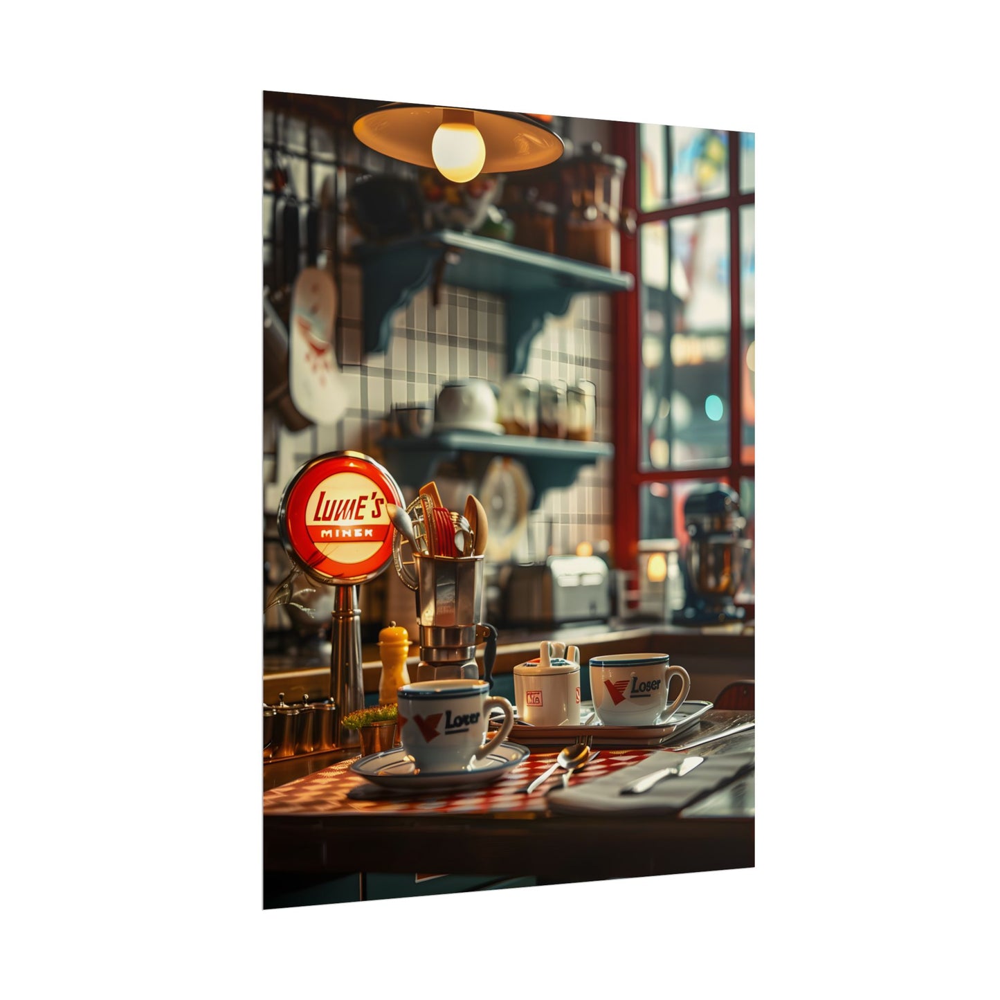 Retro Warmth: Cozy Lukes Diner Coffee Scene Art - Poster
