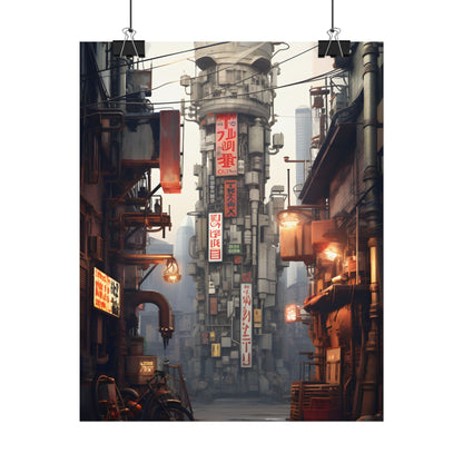 Steampunk Post-Apocalypse: Detailed Cityscape Digital Art - Poster