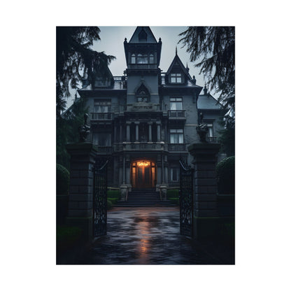 Haunted Victorian Mansion: Spooky Atmosphere Artwork - Poster