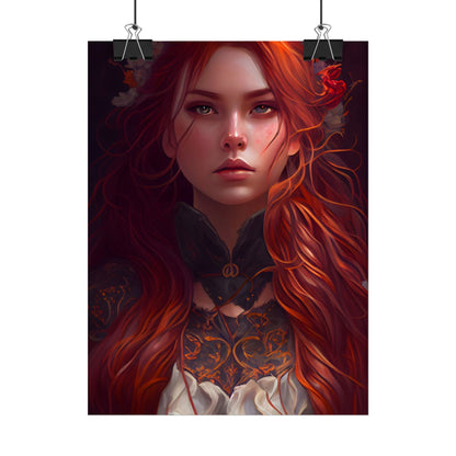 Redhead Female Portrait in a Dress - Poster