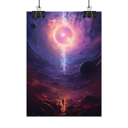 Black Hole Cosmic Odyssey: Dark Planet in Space Art - Poster