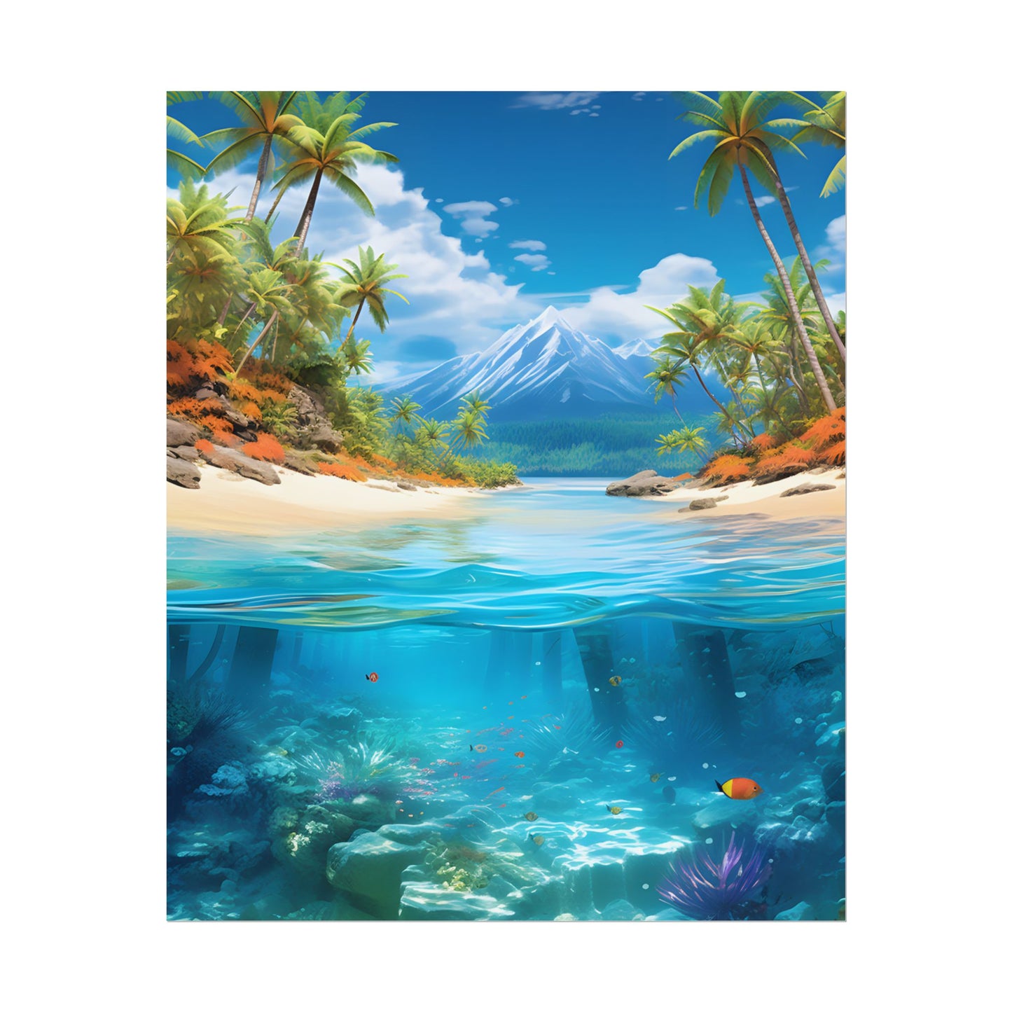Tropical Paradise Tranquility: Lush Island Getaway Art - Poster