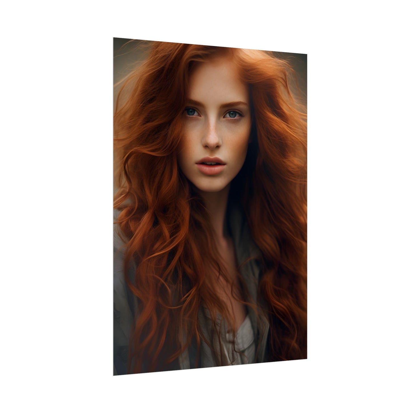 Gorgeous Redhead Woman: Natural Beauty Artwork - Poster