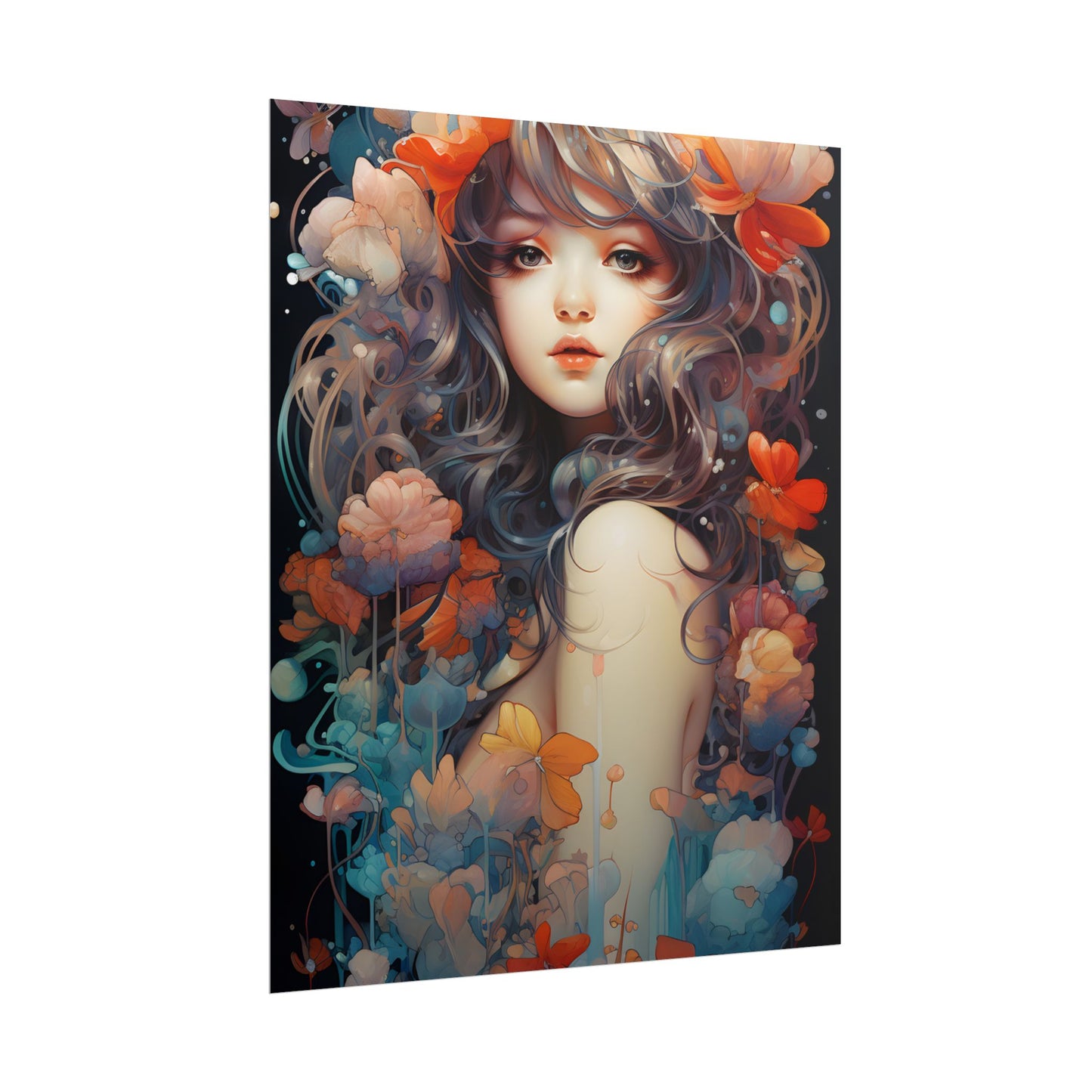 Peaceful River Garden: A Tranquil Landscape with Roses - Poster