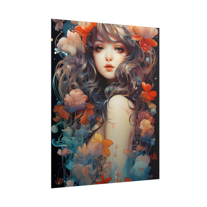 Peaceful River Garden: A Tranquil Landscape with Roses - Poster