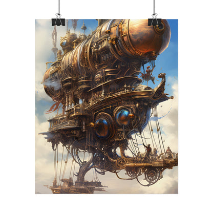 Steampunk Sky-Liner Race: Industrial City Dusk - Poster