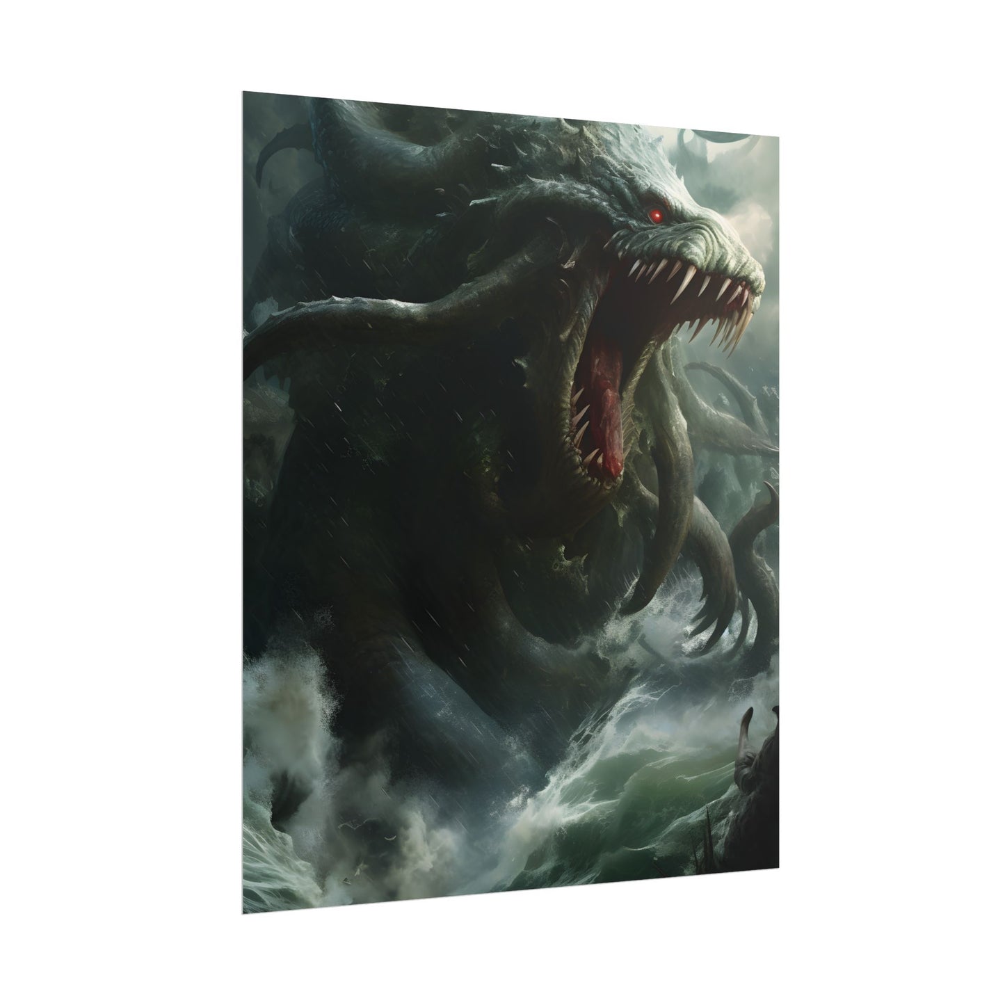 Mythic Ocean Terror: Ancient Sea Monster with Six Tentacles - Poster
