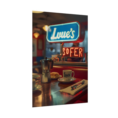 Retro Kitchen Diner Scene: Cozy Coffee Moment - Poster