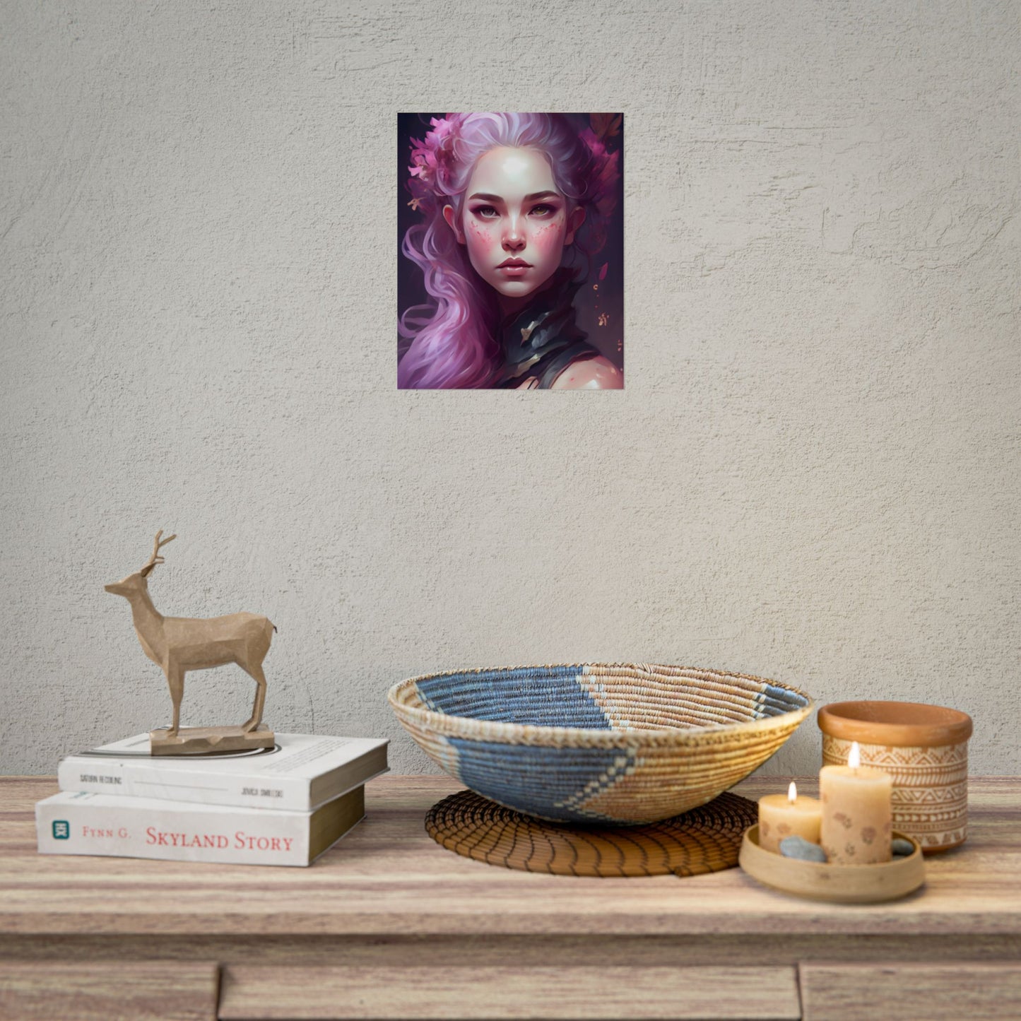 Astonishing Female Portrait with Pink Hair: Dre Artwork - Poster