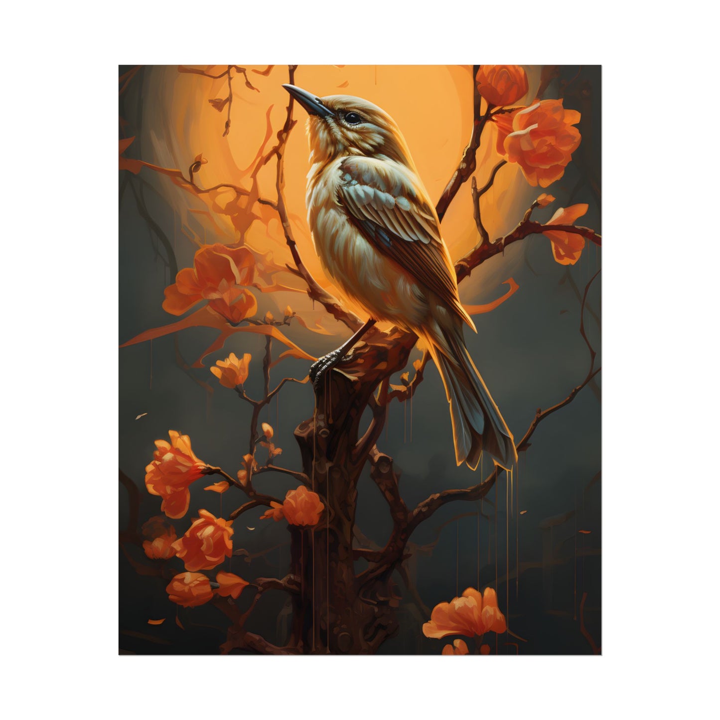Enigmatic Songbird Guardian: Urban Artwork - Poster