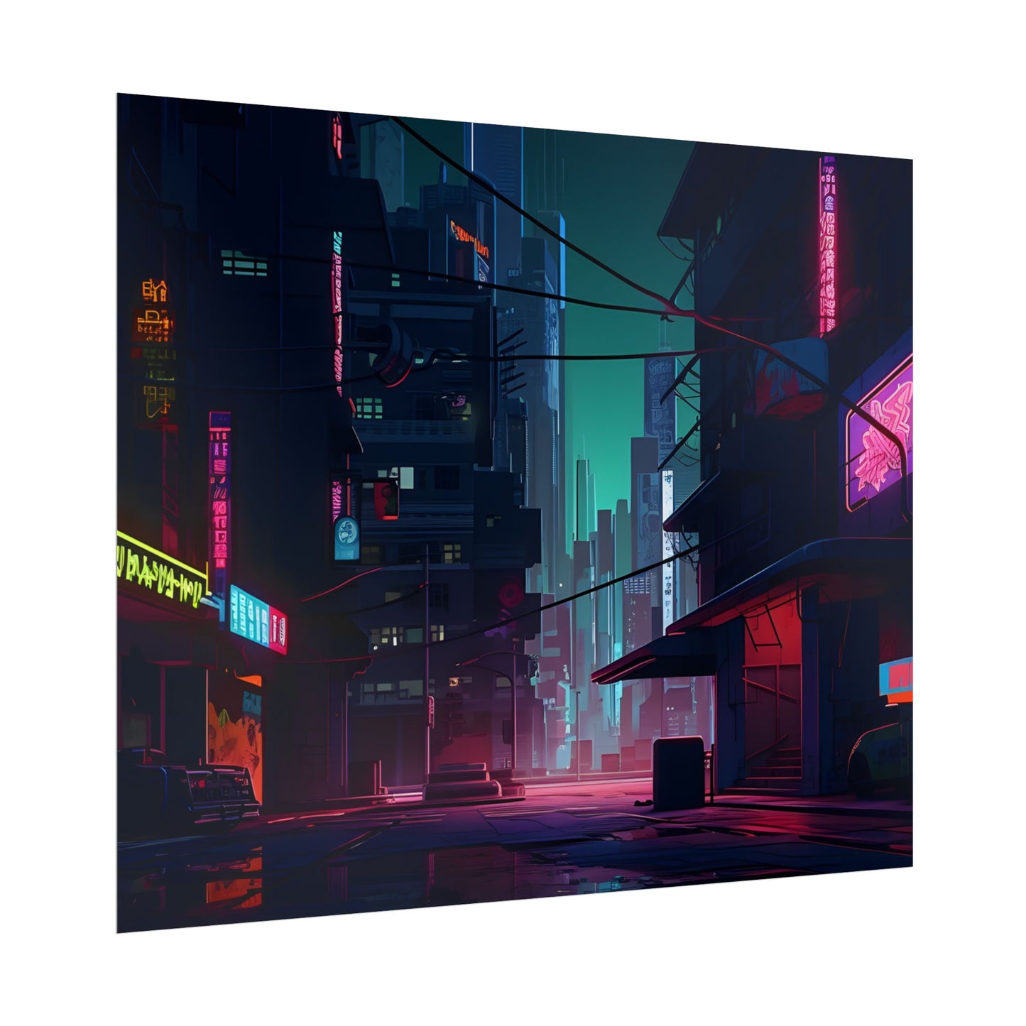 Nightfall in Neo-City: A Melancholic Cyberpunk Scene - Poster