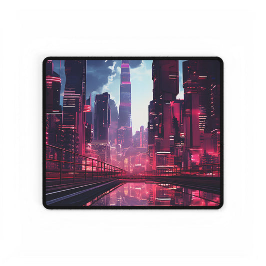 Cyberpunk Night: A City's Quiet Beauty - Desk Mat