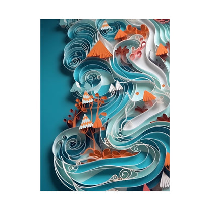 Paper Quilled Canyon Landscape: Natural Desert Artwork - Poster